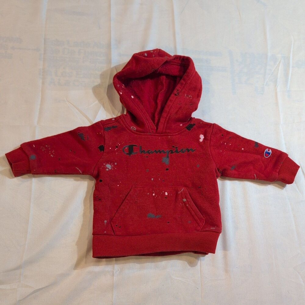 Baby Champion pullover 3 to 6 months Red Paint Splatter Pattern